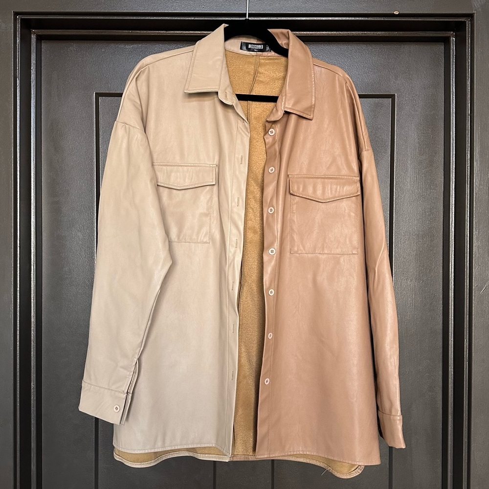 MISSGUIDED | spliced faux leather shacket